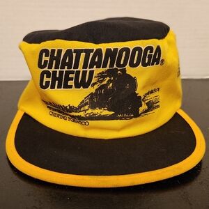 Chattanooga Chew, chewing tobacco, black and yellow vintage hat, pillbox painter